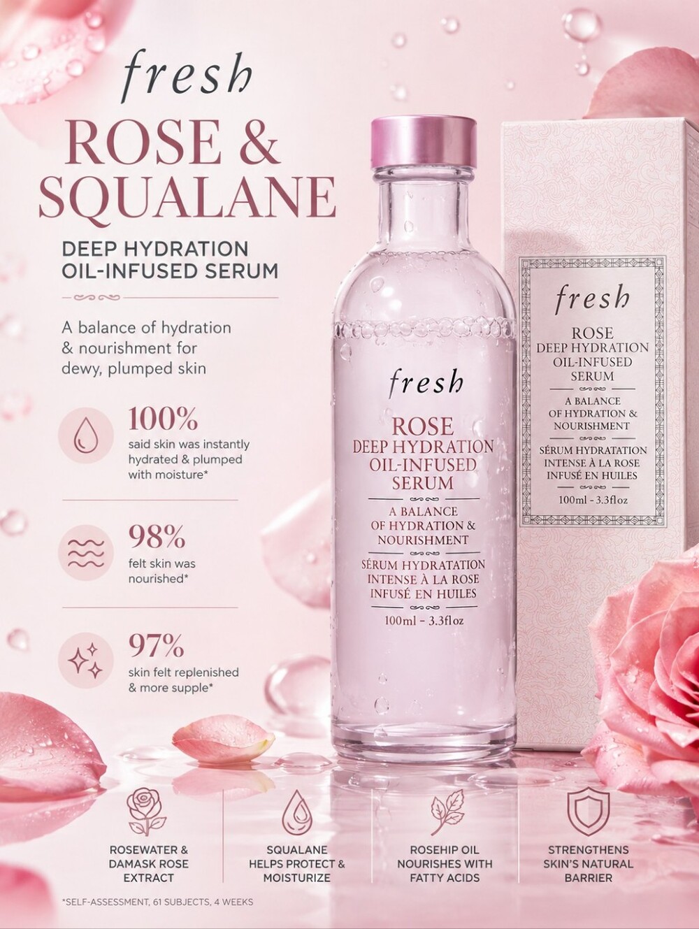 Fresh Rose & Squalane Deep Hydration Oil-Infused Serum